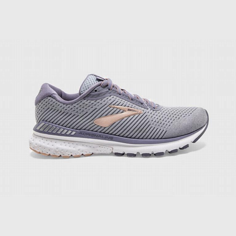 Tenis Brooks Adrenaline Gts 20 - Zapatillas Para Correr En Asfalto Mujer - Gris / Blancas / Moradas